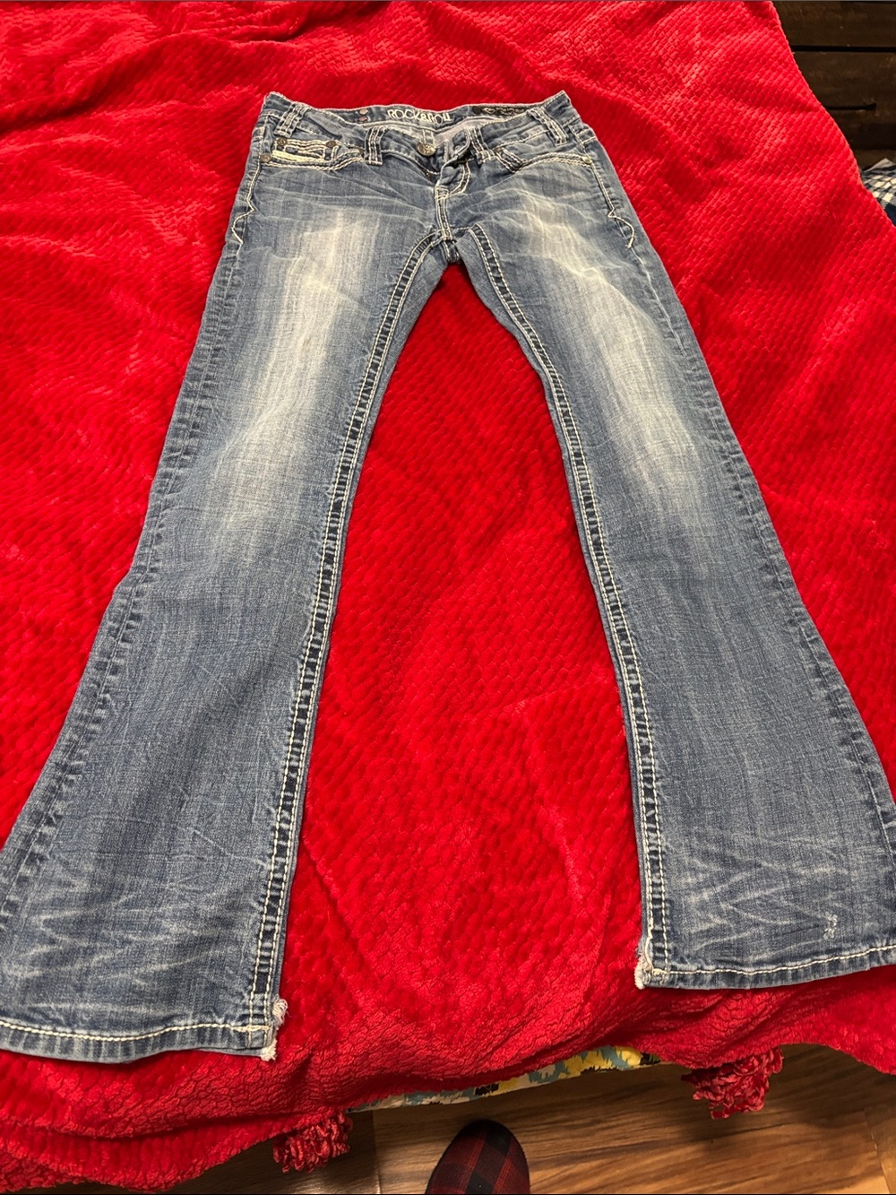 Mid-Rise Blue Flare Jeans for Women